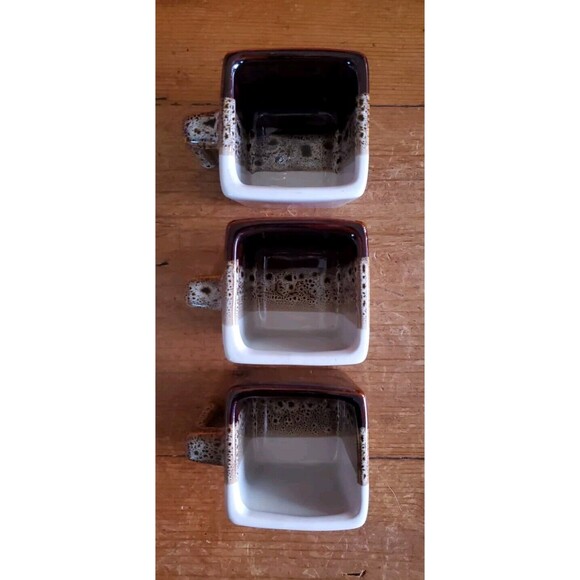 3 Pier 1 One Tricolor Coffee Cappuccino Demitasse Espresso Cup Mug Molted Brown - Picture 5 of 7